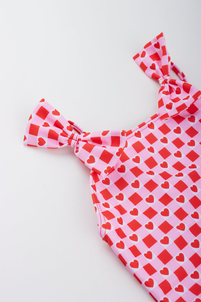 Pink Heart Checkered Swimsuit (1)