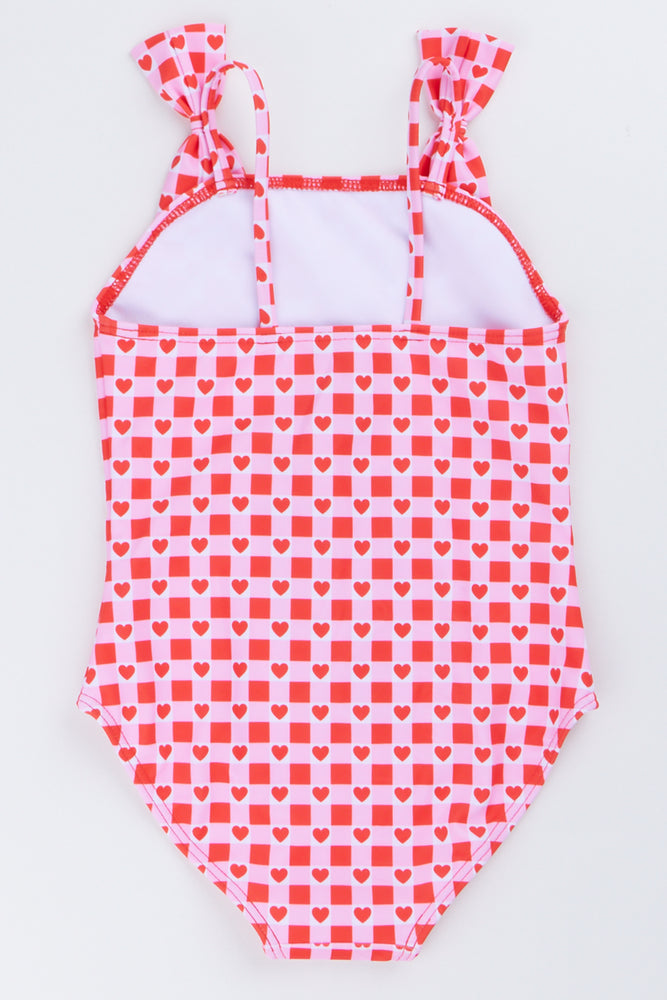 Pink Heart Checkered Swimsuit (2)