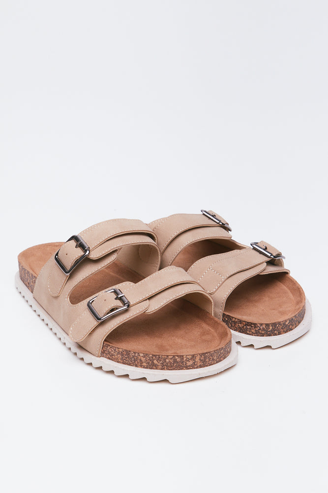 Stone Buckle Double Strap Sandals