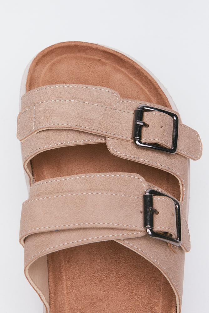 Stone Buckle Double Strap Sandals (4)