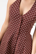 Brown Polka Dot Halter Dress (3)
