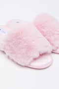 Pink Satin Fur Band Slippers (2)