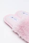 Pink Satin Fur Band Slippers (3)
