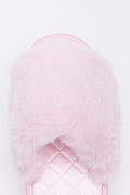 Pink Satin Fur Band Slippers (4)