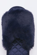 Navy Satin Fur Band Slippers (4)