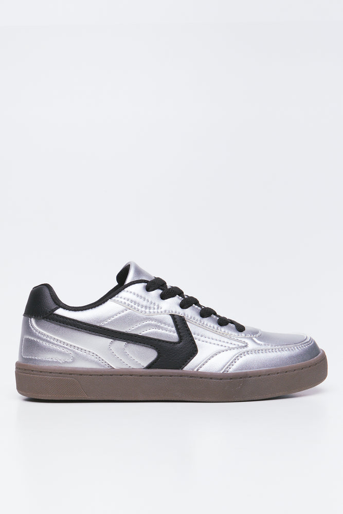 Silver Metallic Court Sneakers (1)