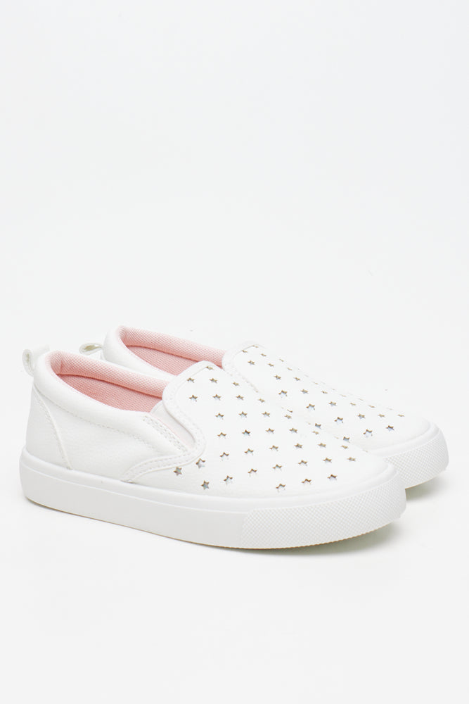White Star Pattern Slip On Sneakers