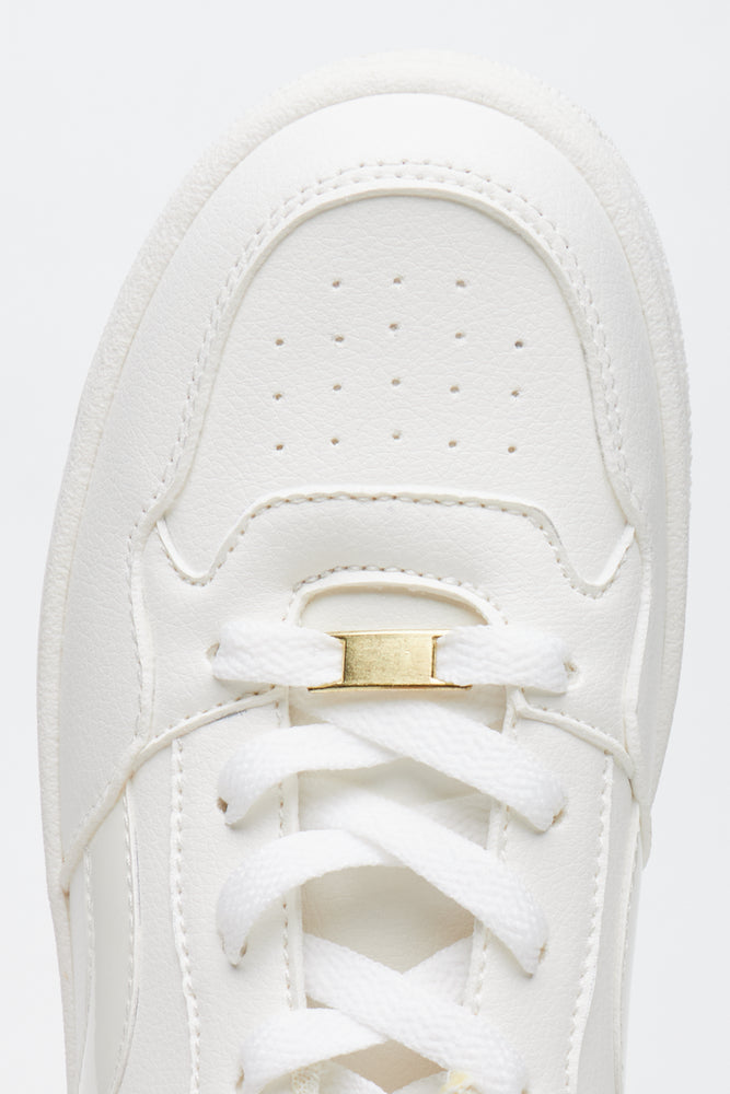 White Embellished Platform Court Sneakers (4)