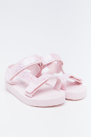 Pink Glitter Utility Sandals