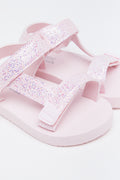 Pink Glitter Utility Sandals (2)