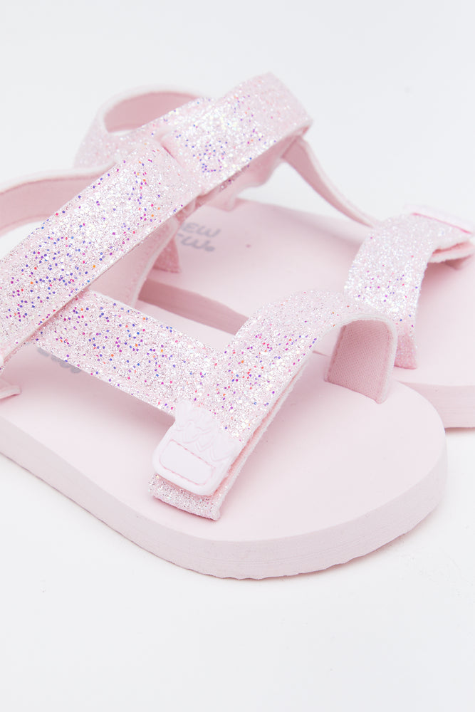 Pink Glitter Utility Sandals (2)