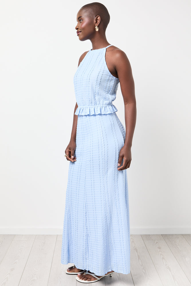 Blue Textured Halterneck Top (1)