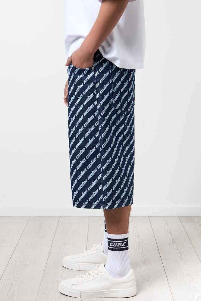 Indigo Printed Denim Jorts (1)