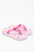 Pink Floral Summer Flip Flops