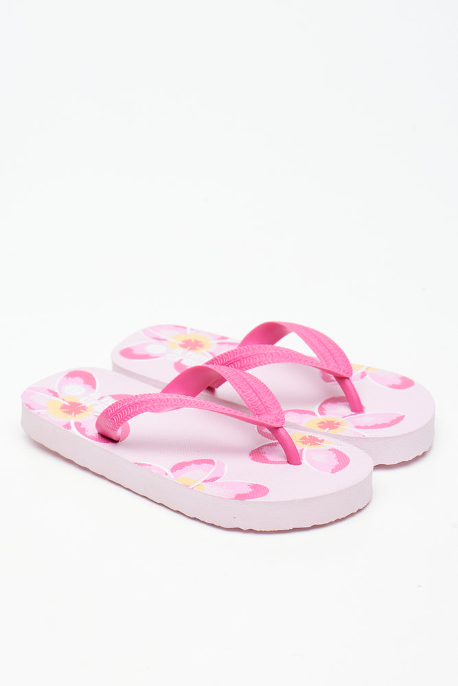 Pink Floral Summer Flip Flops