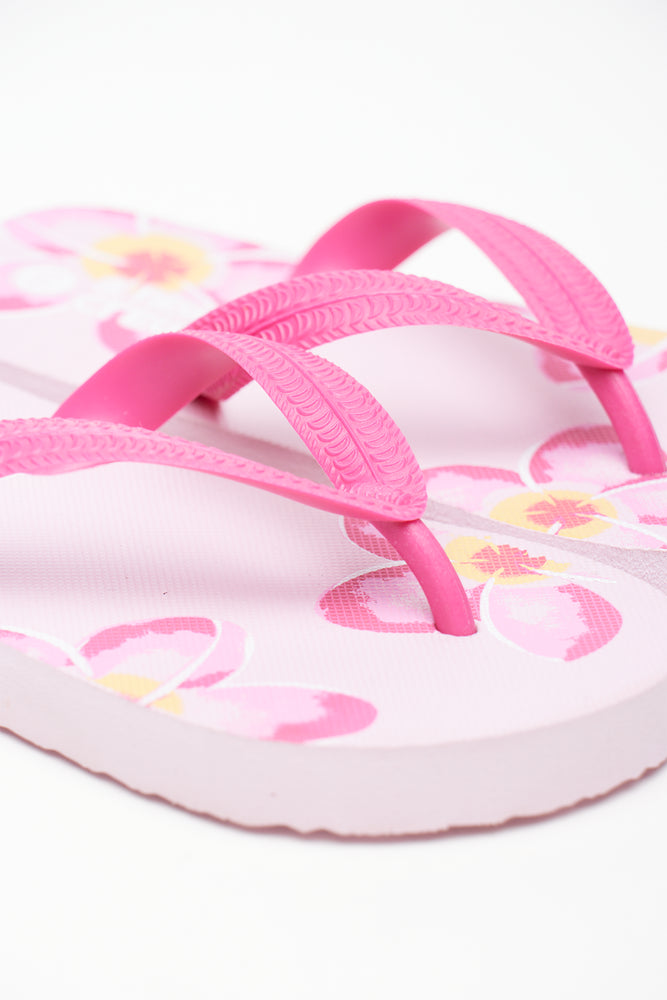 Pink Floral Summer Flip Flops (2)