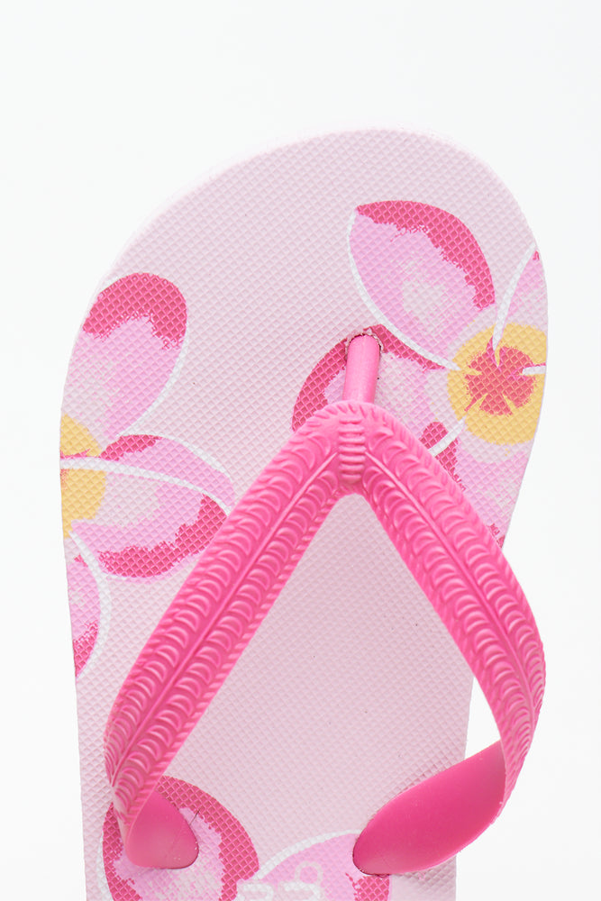 Pink Floral Summer Flip Flops (4)