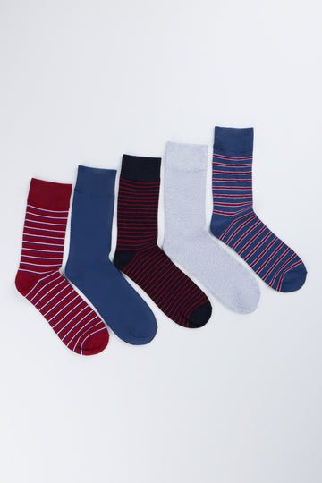 5 Pack Striped Crew Socks