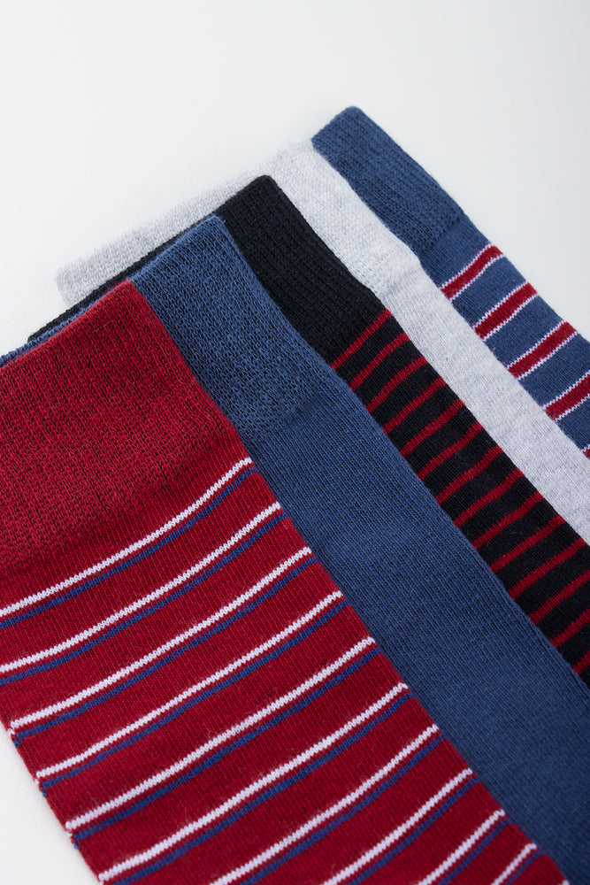5 Pack Striped Crew Socks (1)