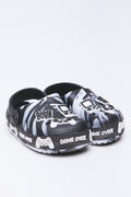 Black & White Foxing Light Up Clogs