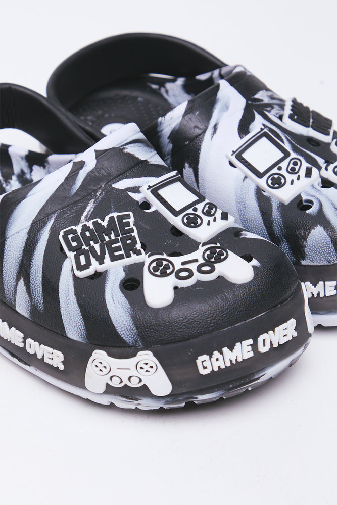 Black & White Foxing Light Up Clogs (2)