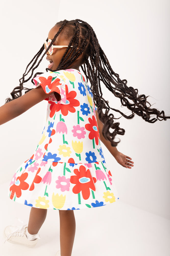 ME&B Floral Print Flutter Sleeve Dress (1)