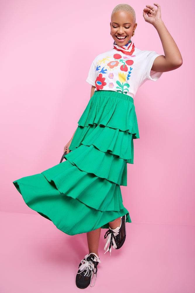 ME&B Green Tiered Maxi Skirt (1)