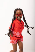 ME&B Younger Girls Red Floral Embroidered Shirt