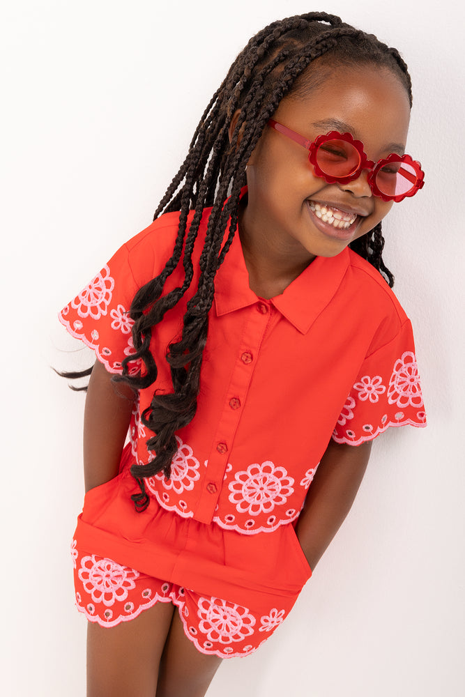 ME&B Youger Girls Red Woven Shorts