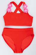Red Floral Detail Bikini Set
