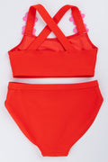 Red Floral Detail Bikini Set (2)