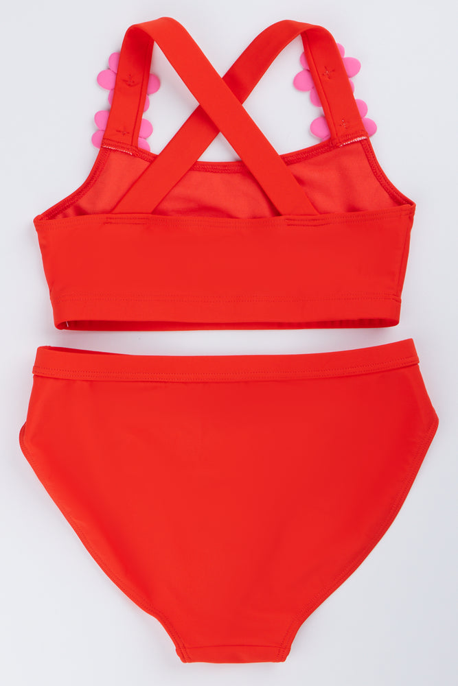 Red Floral Detail Bikini Set (2)
