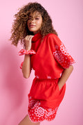 ME&B Red Embroidered Cotton Woven Shorts (2)