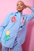 ME&B Blue Striped Floral Shirt