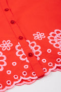 Red Embroidered Short Sleeve Shirt (1)
