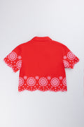 Red Embroidered Short Sleeve Shirt (2)