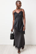 Black Lace Trim Bias Skirt