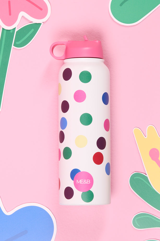 ME&B Multi Colour Spotted Water Bottle