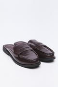 Dark Brown Patent Slip On Loafers