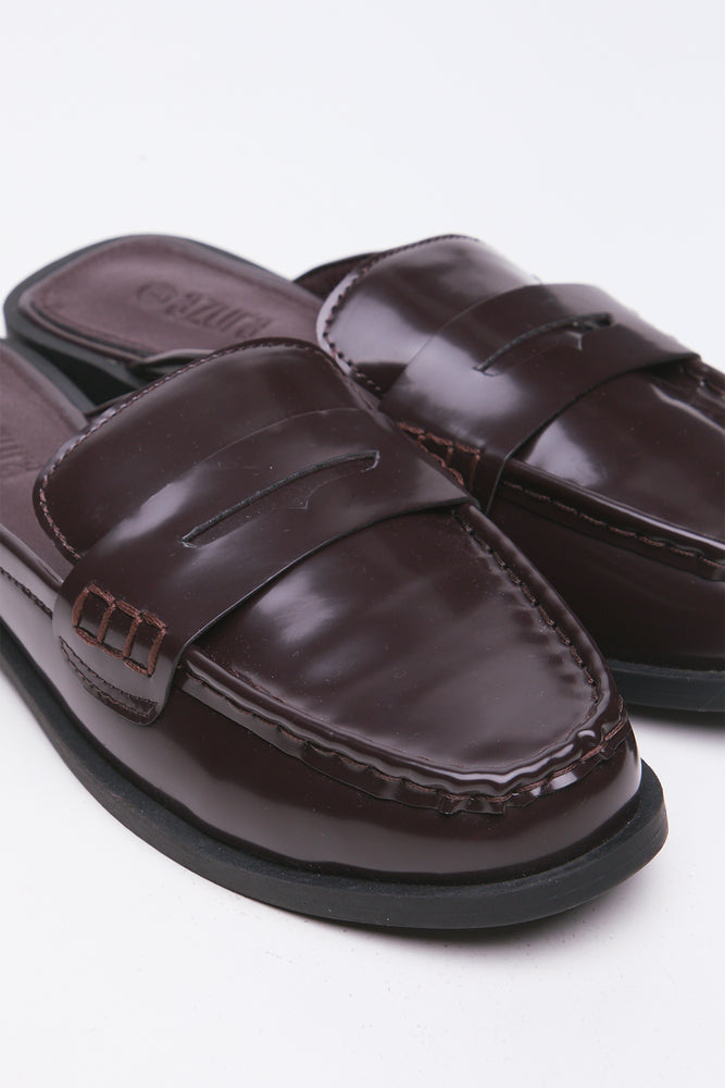 Dark Brown Patent Slip On Loafers (2)