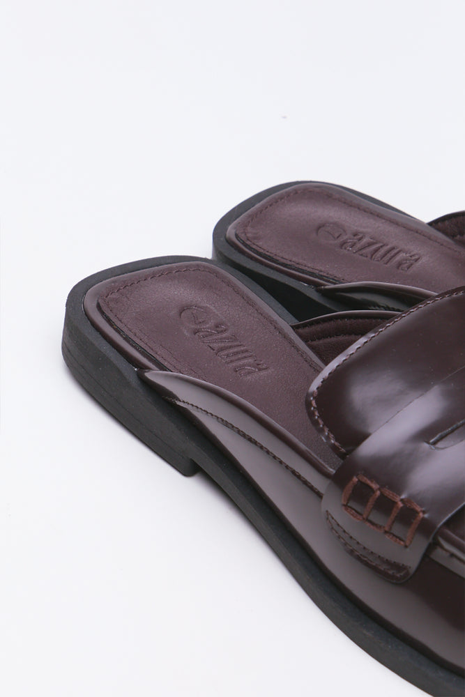 Dark Brown Patent Slip On Loafers (3)