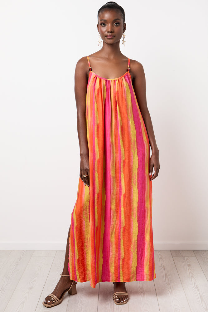 Vibrant Striped Maxi Dress