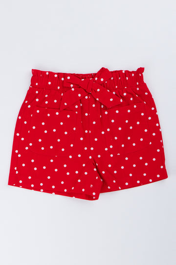 Red Polka Dot Woven Shorts