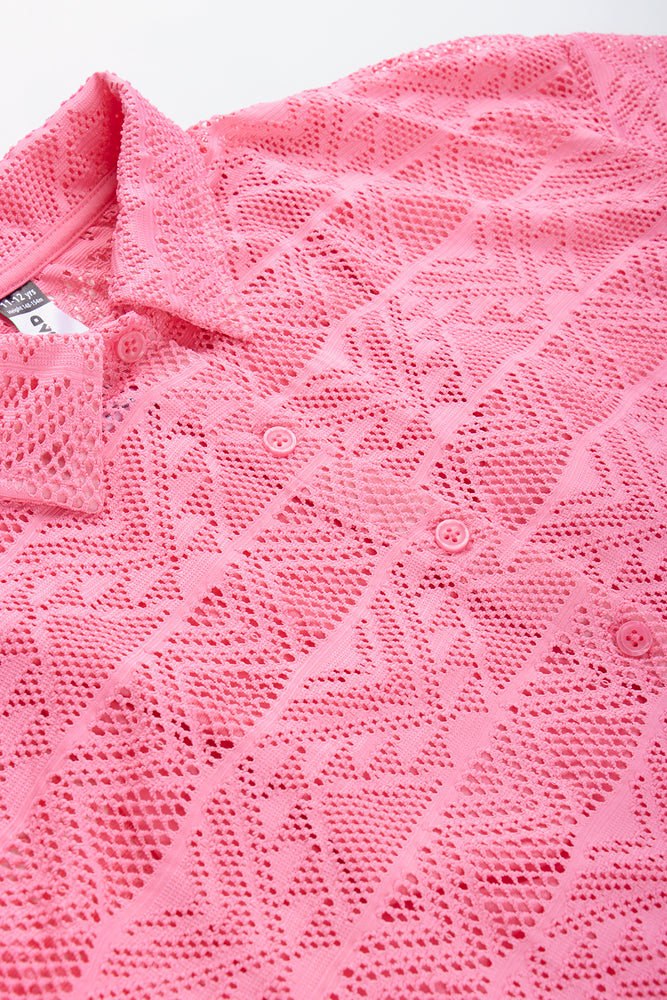Pink Crocheted Boxy Shirt (1)