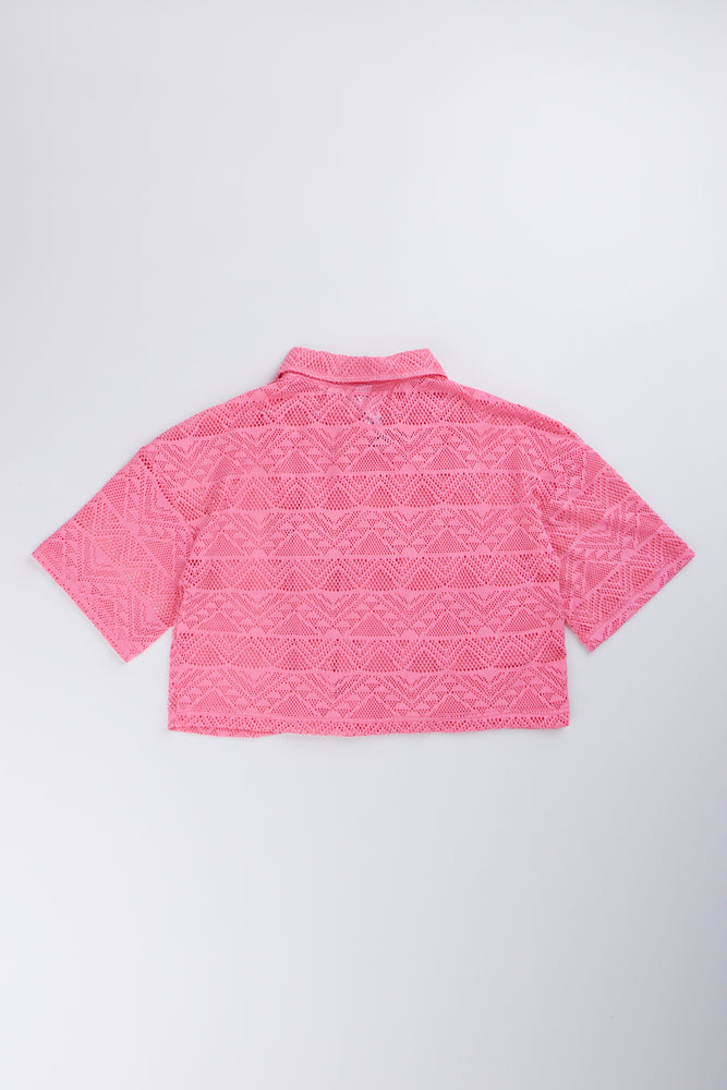 Pink Crocheted Boxy Shirt (3)