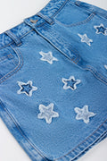 Blue Star Patch Denim Skort (1)
