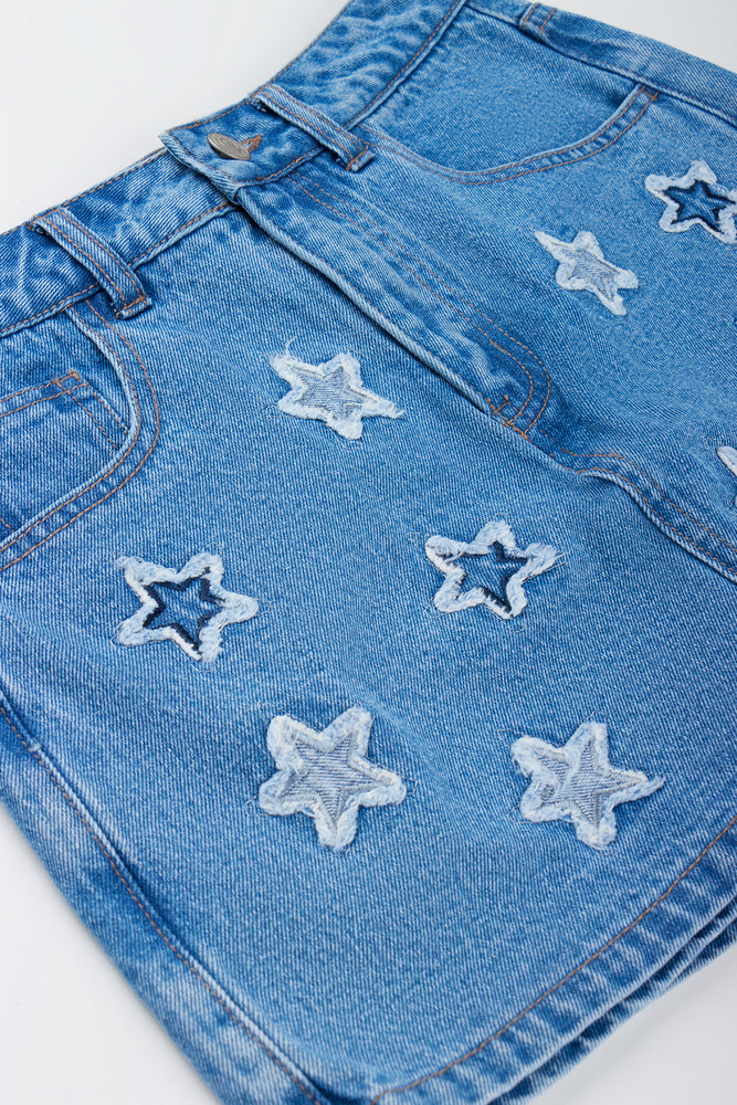 Blue Star Patch Denim Skort (1)