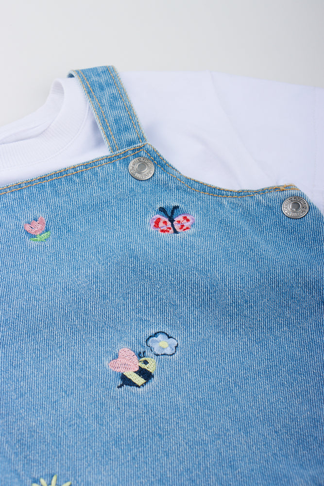 Denim Embroidered Pinafore Dress (1)