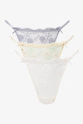 3 Pack Floral Embroidered Thongs (1)