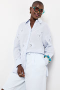 Light Blue Embroidered Shell Voile Shirt